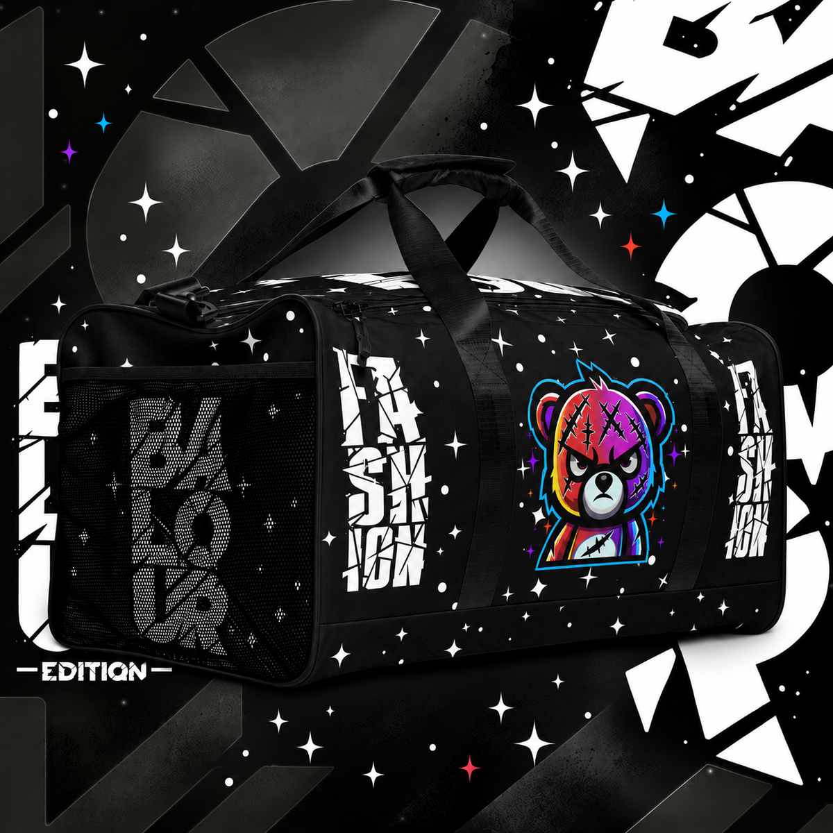 Balour Cosmic Bear Travel Duffle — Starfield Black